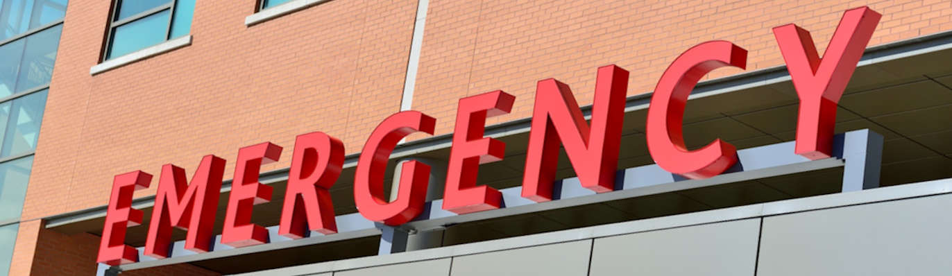An image of an emergency department sign, representing the urgent nature of serious injuries and the need to contact WV catastrophic personal injury attorney Kelly R. Reed as soon as possible when you are hurt by the negligent or wrongful actions of others.